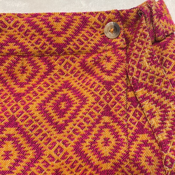 Anthropologie Structured Knit Tapestry Mini Wrap Skirt - Picture 3 of 8